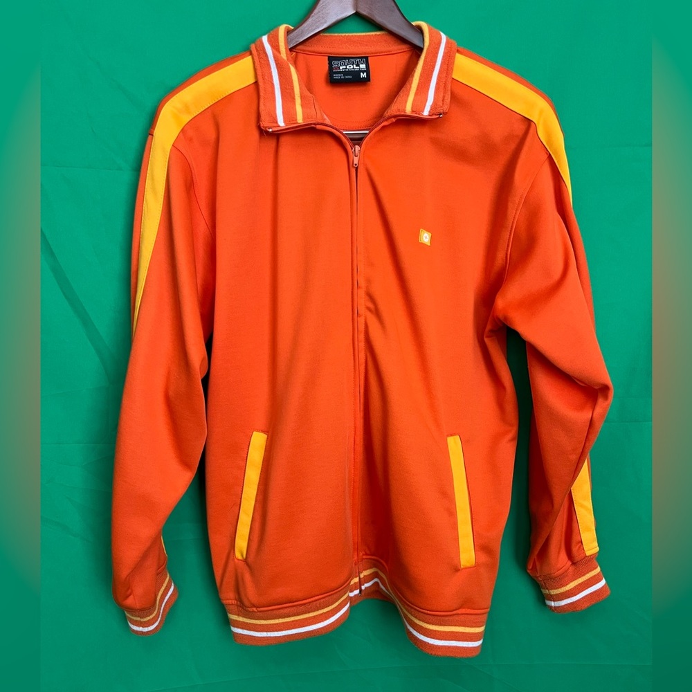 South Pole brand track jacket, Orange with yellow & white stripes, men’s medium